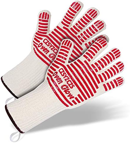 Long Wrist Protect Extreme Heat Resistant Gloves - Thick, Light-weight & Flexible, 2 Gloves - Use in Dutch Oven, Big Green Egg, Pizza Stone, Cast Iron Pan, Fireplace Tools, Outdoor(Long red(2 PCS))