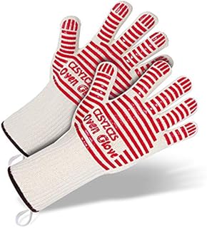 Long Wrist Protect Extreme Heat Resistant Gloves - Thick, Light-weight & Flexible, 2 Gloves - Use in Dutch Oven, Big Green Egg, Pizza Stone, Cast Iron Pan, Fireplace Tools, Outdoor(Long red(2 PCS))