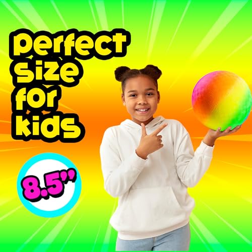 image for Bedwina Rainbow Playground Balls - 8.5 Inch (Pack of 4) Rubber Bouncy 