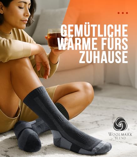 Ruixue Merino Wandersocken Herren Damen, Outdoor Wandern Trekking Radfahren Winter Wärmesocken, gepolstert mit Blasenschutz, atmungsaktiv und feuchtigkeitstransportierend - 3 Paar