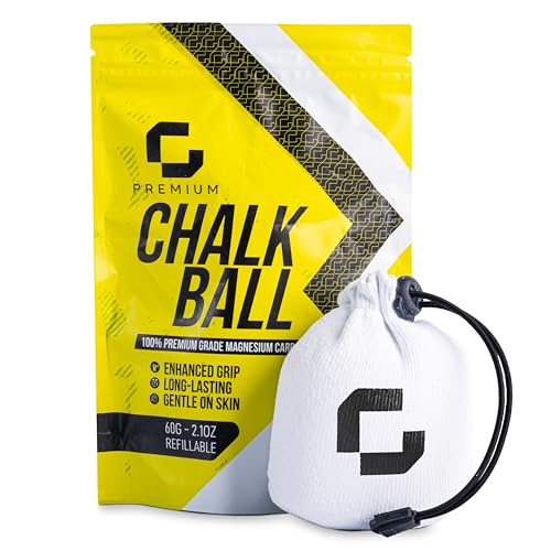 Gymwise Bola de tiza | 60 g recargable | Agarre definitivo para gimnasio | Boulder | Escalada en roca | Entrenamiento con pesas | Ecológico