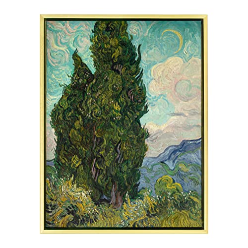 Wieco Art Framed Wall Art Cypresses Classic Giclee Canvas Prints By Van Gogh Famous Oil Paintings Green Tree Picture For Home Decorations Modern Abstract Forest Landscape Artwork #TOP7