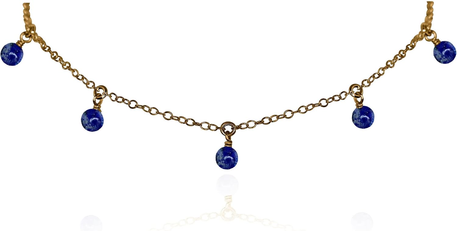 Luna Tide Lapis Lazuli Bead Drop Choker in Bronze