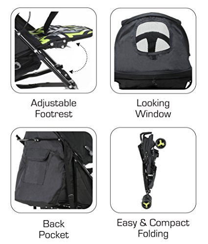 Image of Luvlap Joy Stroller Buggy - Printed Black