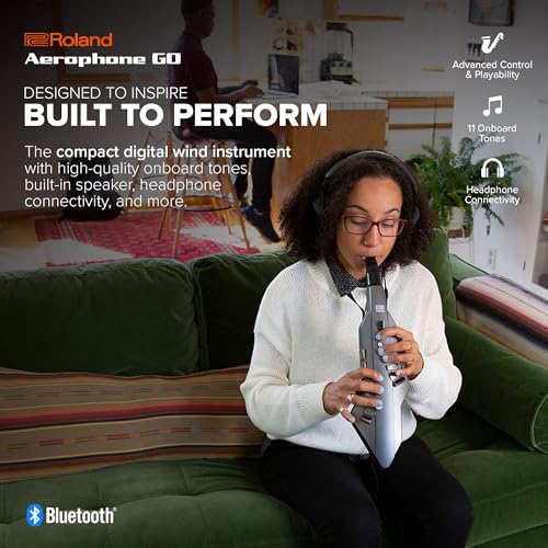 Image of Roland AE-05 Aerophone GO | Compact Digital Wind Instrument | Advanced Control & Playability | 11 High-Quality Onboard Tones | Built-in Speaker | Headphone Connectivity | Bluetooth Enabled | 11 Onboard Tones, Built-in Speaker, Headphone Output, Bluetooth Audio and Midi, USB-Midi, Battery or USB Power