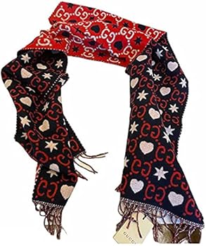 Amazon | [グッチ] GG/ハート柄 リバーシブルマフラー 100%ウール