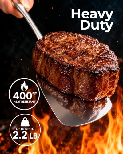 Image of Zulay Kitchen Stainless Steel Spatula Turner | 14.8 inch Heat-Resistant Solid Turner for Cooking, Frying & Grilling - Durable, Rust-Proof & Dishwasher Safe Kitchen Utensil