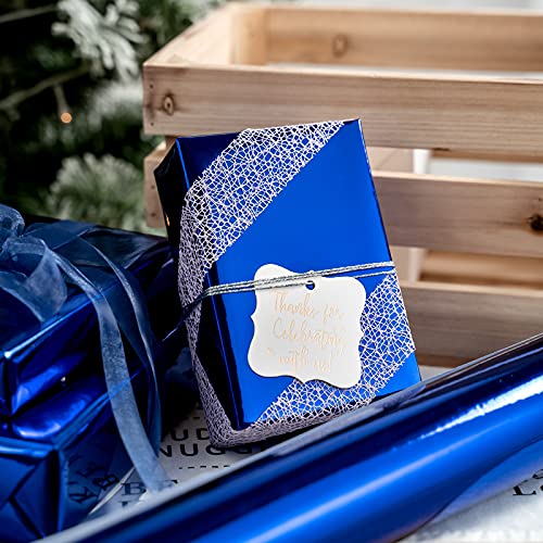 Image of RUSPEPA Royal Blue Metallic Wrapping Paper - Solid Color Paper Perfect for Wedding, Birthday, Christmas, Baby Shower - 17 Inches X 32.8 Feet