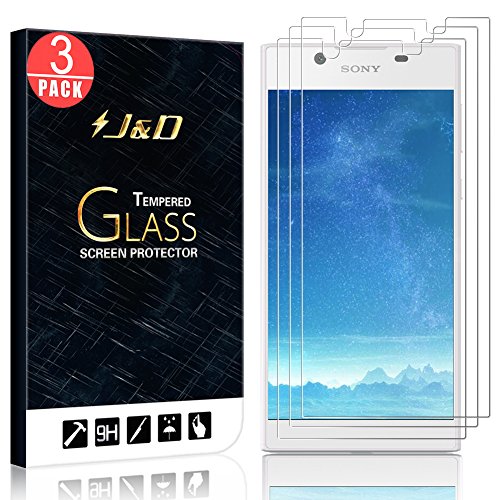 J&D Compatible for 3-Pack Xperia L1 Glass Screen Protector, [Tempered Glass] [Not Full Coverage] HD Clear Ballistic Glass Screen Protector for Sony Xperia L1 Screen Protector