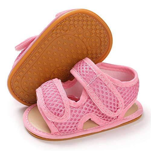 TIMATEGO Baby Boys Girls Sandals Non Slip Soft Sole Outdoor Athletic Shoes Infant Toddler First Walker Crib Summer Shoes 3-18 Months, 04 Pink, Baby Sandals 12-18 Months Toddler