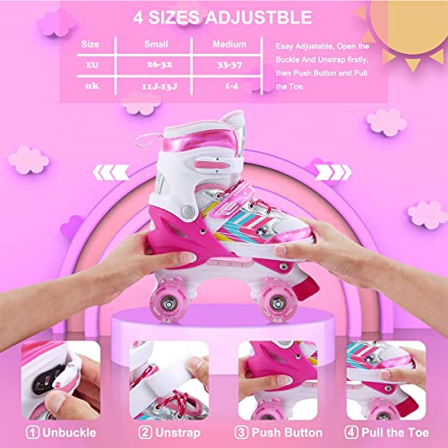 Foto von Sumeber Rollschuhe Skate für Kinder Einstellbare Größe mit Beleuchtung bis Räder Rosa Skate Schuhe für Mädchen Kleinkinder Geburtstag Weihnachten Geschenke (Pink, S(EU 28/29/30/31))