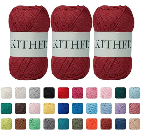 Image of Cotton Yarn,10.5oz,526yard,3 Pack ,Soft Yarn for Crocheting and Knitting (09 Burgundy)