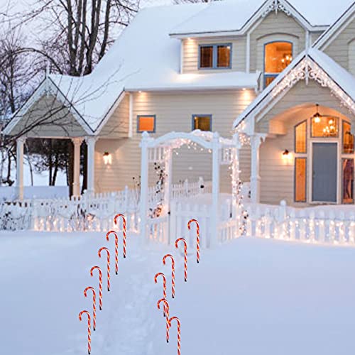 Eambrite Christmas Candy Cane Pathway Markers Lights 8 Pack Light Up Candy Cane Walkway Outside With 8 Modes Waterproof For Holiday Xmas Yard Garden Lawn Driveway Outdoor Decoration #TOP6