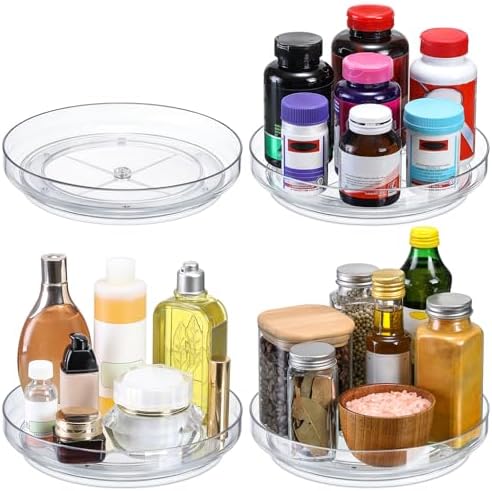 4 Pack, 10 Inch Clear Non-Skid Lazy Susan Organizers - Turntable ...