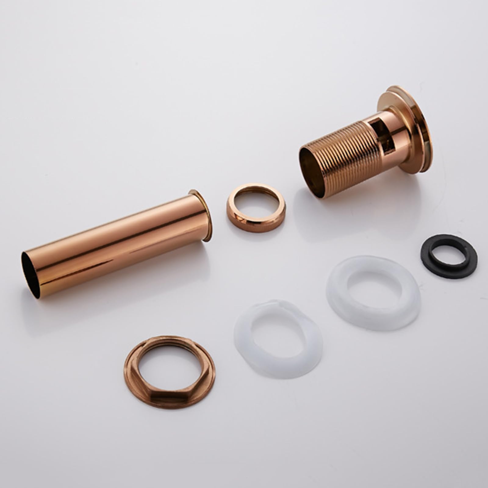 Tapón de desagüe para Lavabo de baño, Lavabo ranurado, Fregadero sin rebosadero, desagüe de Cobre, Oro Rosa(with Overflow Hole)
