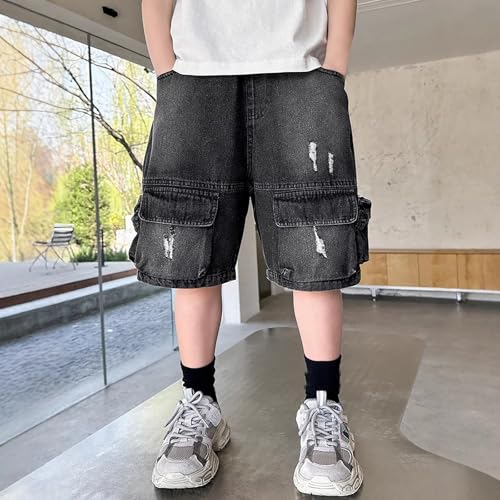 Pantalones cortos de mezclilla cargo para niños vaqueros de verano 3