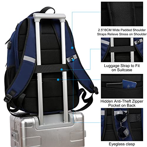 CAFELE 17.3 Inch Laptop Backpack with USB Charging Port, TSA-Friendly & Water-Resistant College Bookbag for Men and Women (Blue) - image 5