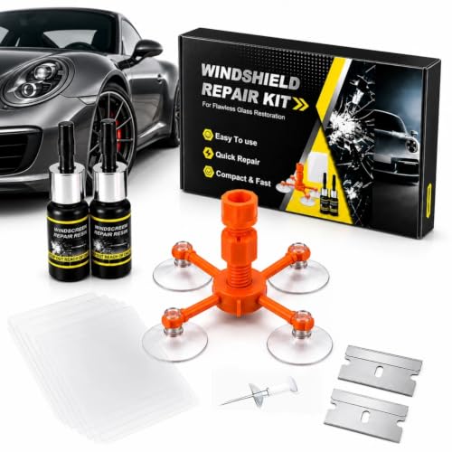 2 Pack Car Windshield Repair Fluid Kit - Glass Crack & Chip Care Liquid with Applicator Tool for Auto Front Glass, Sunroofs, and Side Windows