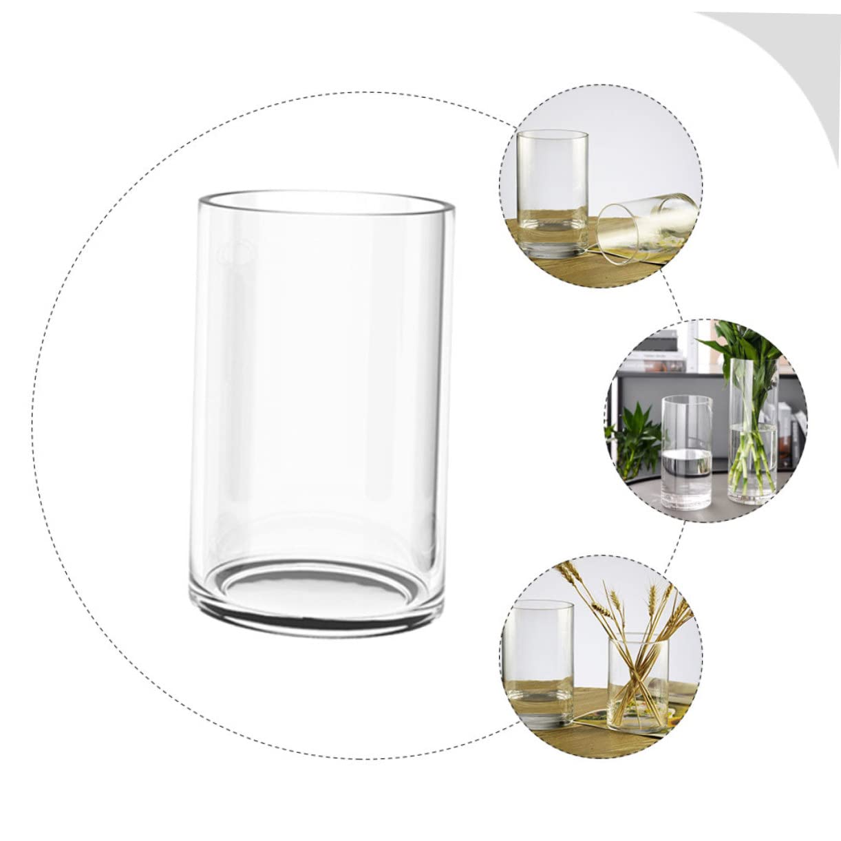 DECHOUS Vaso Cilindrico Raffinato in Trasparente per Fiori Stabile e Pratico per Decorazioni di Interni e Celebrazioni di Matrimonio
