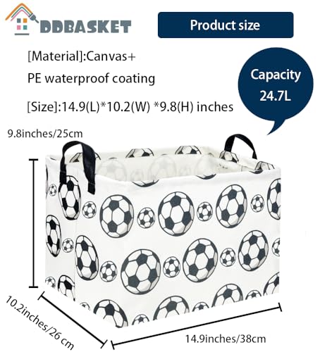Image of Rectangular Soccer Basket Storage Bin Organizer Box Room Decor for Home(Soccer)