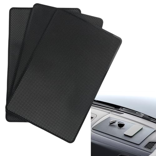 3 alfombrillas antideslizantes para salpicadero de coche, 190 x 120 mm, alfombrilla de goma lavable para salpicadero, alfombrilla antideslizante universal para teléfono, gafas, llaves, reutilizable y