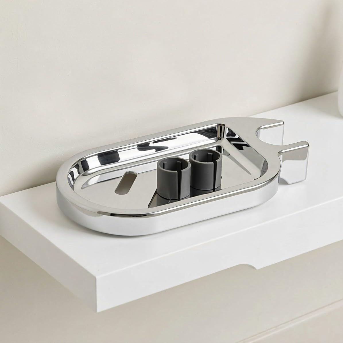 Wall Mounted Soap Dish for Shower Rods, Abs Silver Clip image 5