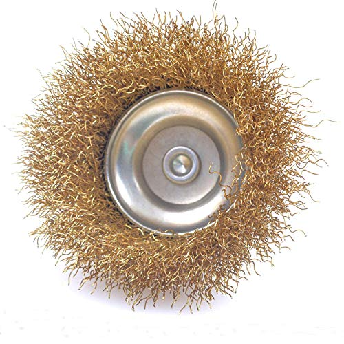Image of 3 inch(75mm) Wire Cup Brush with 1 /4 inch Shank Brass Steel Crimp Wheel Heavy Duty Wires Brushes for Metal, Removal of Rust Corrosion Paint 3PCS