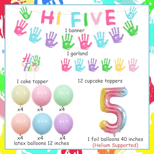 Bannière imprimée à la main anniversaire 5 ans fille thème macaron