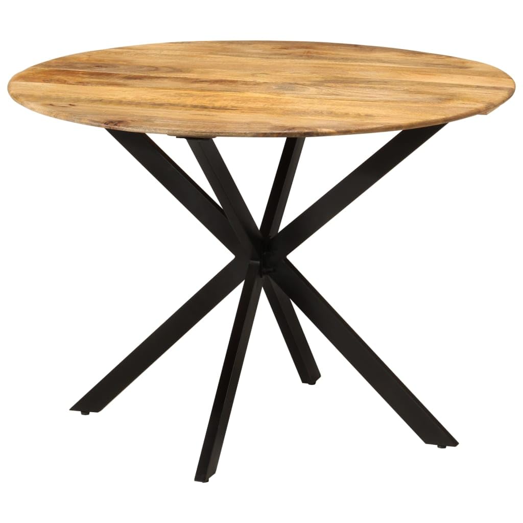 Table à dîner en bois de manguier massif et piétement acier noir