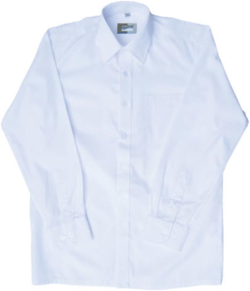 ZECOQuality Easy Iron Boys School Shirt, Long Sleeve, White 14in Collar/Age 13 Generous Cut