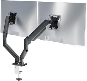 Dual Monitor Arms Mount for 17"-32" Computer Screens | Two Monitor Arms Stand Each Height Adjustable Gas Spring Holds up to 4.4 to 19.8lbs,Vesa 75x75/100x100mm, Perfect for Office