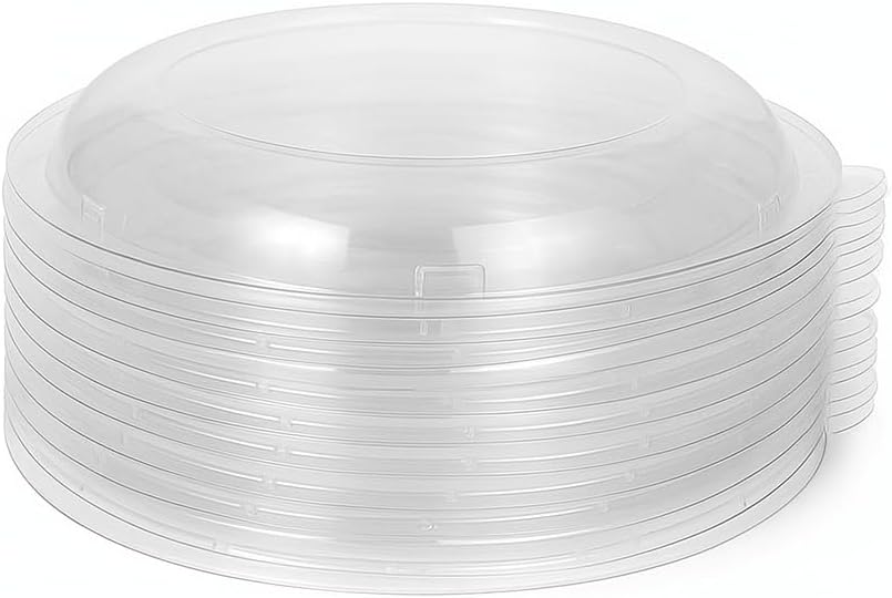 Round Paper Bowls - Compostable Heavy-Duty Eco-Friendly Disposable Bagasse Container Sugarcane Natural plant Fibers for Meal Prep (500, Dome Lids for Bowls)