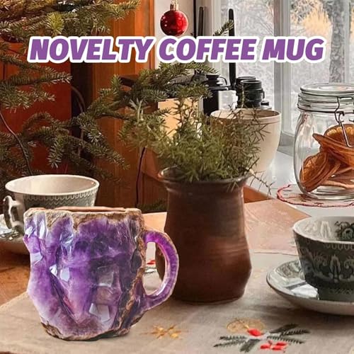 Taza de café mineral cristal púrpura con asa miniatura 4