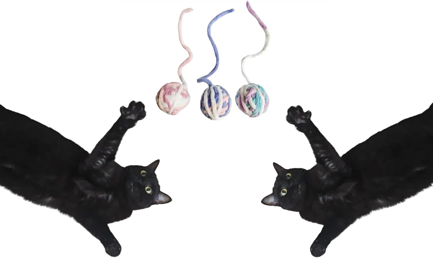 Interactive Cat Toy Ball with String, 4.72 inch Cat Toy, Colorful Plush Balls, Pack of 5