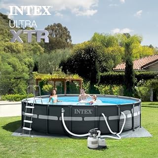 INTEX Ultra XTR 18 ft x 52 in Above Ground Pool Set, Round Swimming Pool with Steel Frame, 2100 GPH Sand Filter Pump, Ladder, Cover, & Ground Cloth
