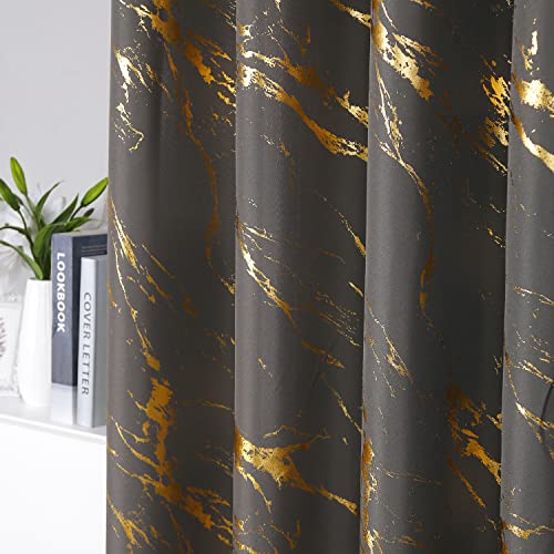 50% Off Taisier Home Gold Foil Print Linen Textured Curtains - Image 2