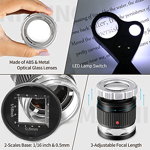2 Pieces Loupe Magnifier, 30X 60X Illuminated Jewelers Loupe Magnifier With Led Light Magnifying Glass Eye And 30X Loupe Magnifier With 6 Led And Uv Light Illuminated Jewelry Eye Magnifier (Black) #TOP3