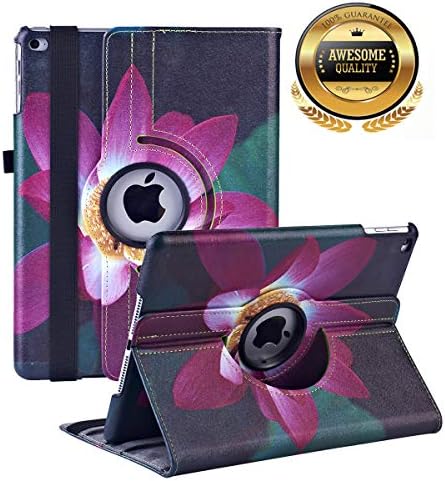 Case for iPad 5th/6th Generation 9.7 inch 2018 2017/ipad air 2 Lightweight Smart Anti-Scratch Advanced Leather 360 Degree Rotating Stand Apple Cover with Auto Wake/Sleep （Lotus Petals）