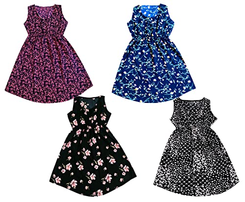 Image of IndiWeaves Kids Girls Crepe Printed Frock Dress for Girls - Regular Fit [Pack of 4] Multicolor11