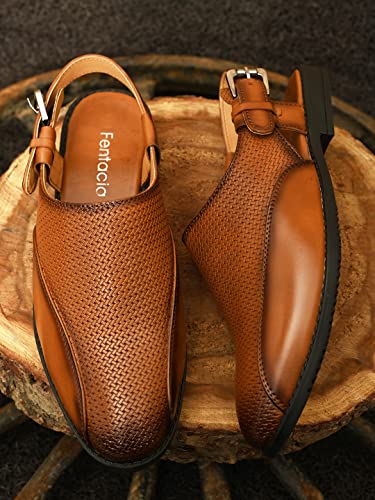Image of FENTACIA Faux Leather Ethnic Sandals for Men
