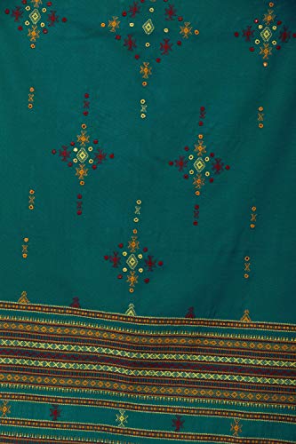 Image of Exotic India Women's Kutch Wool Shawl (SHV95--beige)