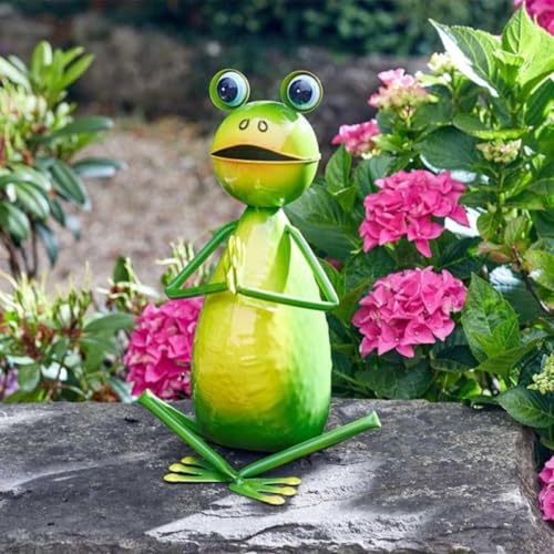 Garden Mile Yoga Frog Metal Garden Ornaments Outdoor Animals Weatherproof Hand Painted Garden Sculptures & Statues For Indoor Outdoor Decoration Ideal for Flowerbeds Patio Lawn Large Frog Figure