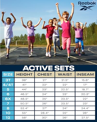 Reebok Conjunto de jogger para meninas - 2 peças moletom com capuz e moletom de moletom (tamanho: 4-