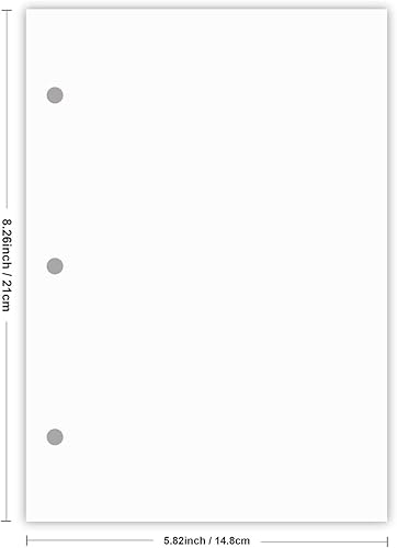 Miniatura 5 de Papel de relleno A5, repuestos para planificador de 3 agujeros, organizador, carpetas, total de 100 hojas200 páginas, 3.53 ozm, papel blanco, 5.8 x