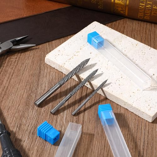 Image of Tire Reamer Drill Bit, 3Pcs /Set Multi Sizes Flat Tire Repair Tools Carbide Burr Drill Bit Carbon Steel Tire Patches Plug Cutters Tire Plug Repair Kit for Cars, Motorcycles, Trucks (3mm /4.5mm /6mm)