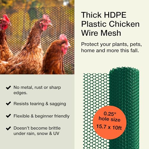 image for MaPorch Plastic Chicken Wire Mesh Fence - Green Mesh, 15.7 in x 10 ft 
