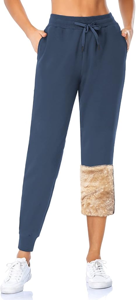 MOVE BEYOND Warme Sherpa gevoerde joggingbroek voor dames met 2 zakken,  atletische fleece joggingbroek met trekkoord : Amazon.nl: Kleding, schoenen  \u0026 sieraden