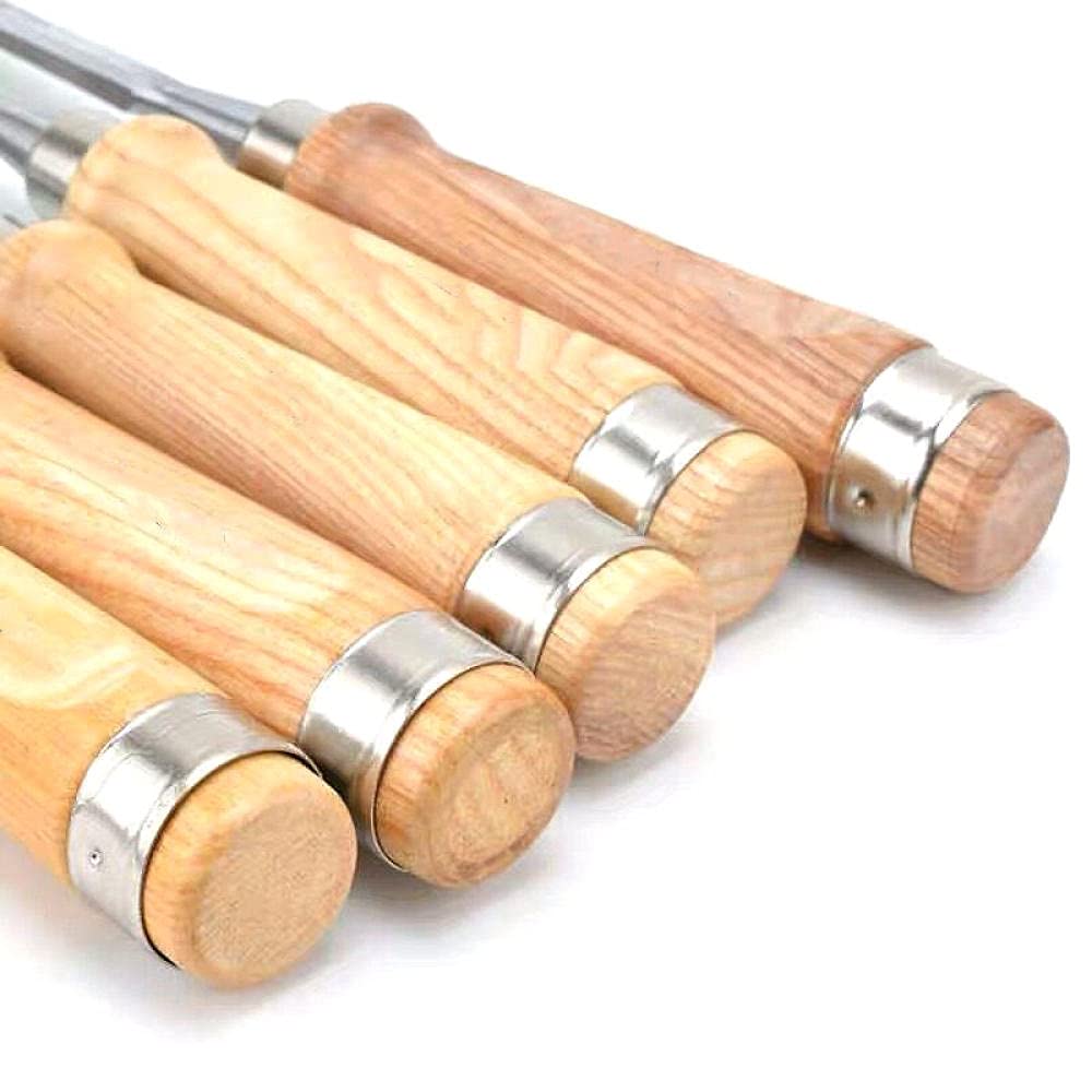 Narzędzia Rzeźbiarskie Dłuta Do Drewna Narzędzia Rzeźbiarskie Dłuto 5 Sztuk 6-24Mm Chrome Vanad Drewno Dłuta Zestaw Carpenter Flat Cr-V Profesjonalny Zawodnik Graver Tooling
