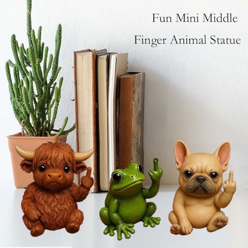 Estatua mini de animal dedo medio en resina miniatura 2