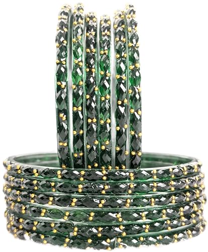 Image of JPS Plain and Glossy Finished Raindrop Glass Bangles Set for Women & Girls | Traditional Ethnic Chudi for Wedding, Party & Regular- Set of 12 Pcs of One Colour | Wedding Special